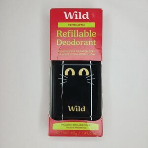 Wild Cosmetics Refillable Black Cat Case with Toffee Apple Deodorant New